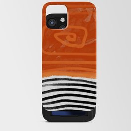 The Sun Shines On 2 - Contemporary Abstract Painting in Orange, Black and White iPhone Card Case