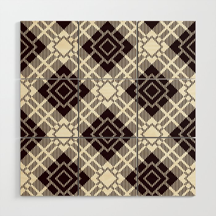 Black and White Square Pattern Wood Wall Art