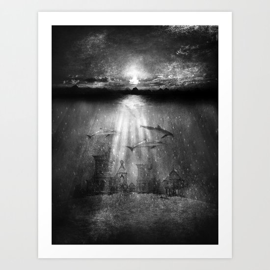 dolphins, civilization. Art Print
