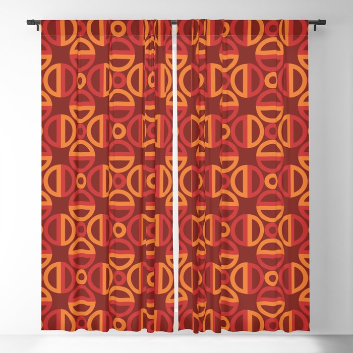Half Circles Contour Op Art Pattern Red, Red Orange Blackout Curtains