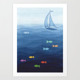 Coloured fish say hooray Art Print