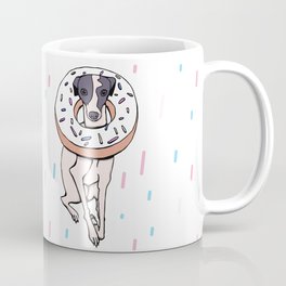 Iggy Dog Wearing a Dougnut - Italian Greyhound Dessert - White Donut with Sprinkles Whippet Coffee Mug
