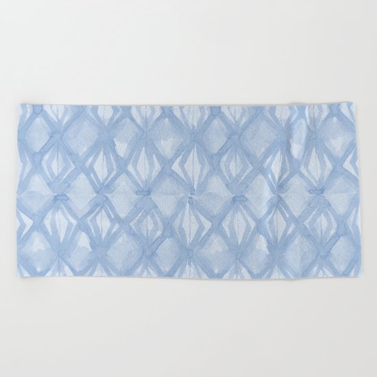 Braided Diamond Sky Blue on Lunar Gray Beach Towel