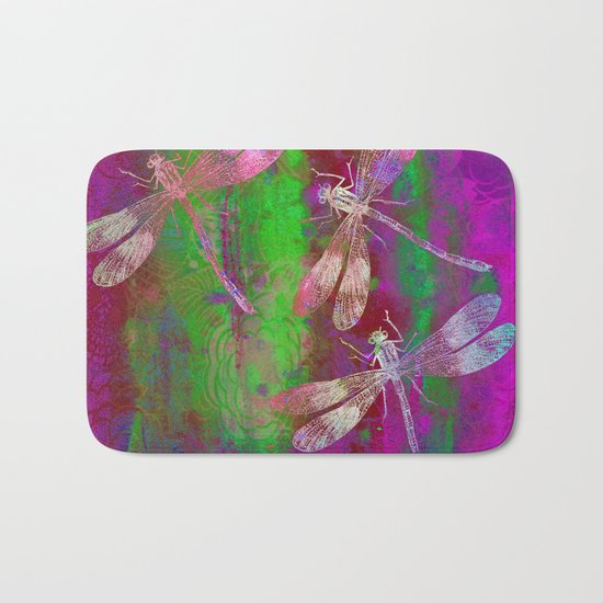 A Dragonflies QR Bath Mat