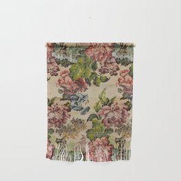 Vintage French Peony Floral Textile, 1700s Wall Hanging