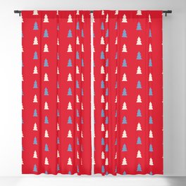 Christmas Pattern Red White Blue Tree Blackout Curtain