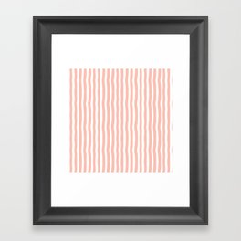 Blush Pink and White Chunky Lines Pattern Framed Art Print