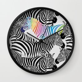 Stand With Pride Rainbow Zebras Wall Clock