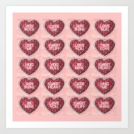 Candy Hearts Art Print
