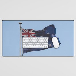 Australia Photography - Fluttering Flag Of Australia Desk Mat