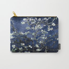 Vincent Van Gogh Almond Blossoms Dark Blue Carry-All Pouch | Purevintagelove, Flowers, Vangogh, Painting, Floral, Impressionism, Darkblue, Vangoghseries, Vincentvangogh, Almondblossomsseries 