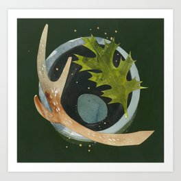 Offering 3 Art Print | Westcoast, Leaf, Nature, Paper, Forest, Antler, Beachstone, Collage 