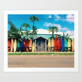 Surfboard Rainbow Art Print