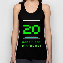 [ Thumbnail: 20th Birthday - Nerdy Geeky Pixelated 8-Bit Computing Graphics Inspired Look Tank Top ]