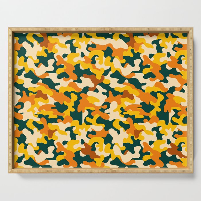 Yellow Military Camouflage Pattern Serving Tray