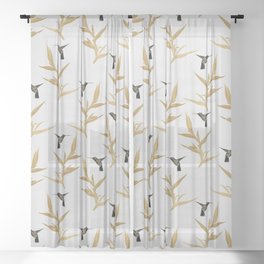 Hummingbird & Flower II Sheer Curtain
