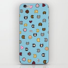 Heavenly Cute Hand Drawn Cat Faces Pattern iPhone Skin