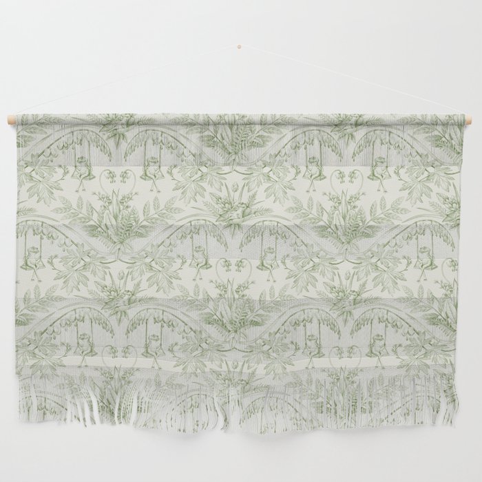 Green Frogs in a Flower Garden Damask Wall Hanging