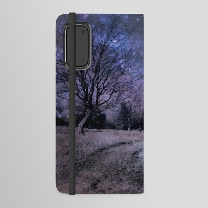 Purple cosmic winter landscape Android Wallet Case