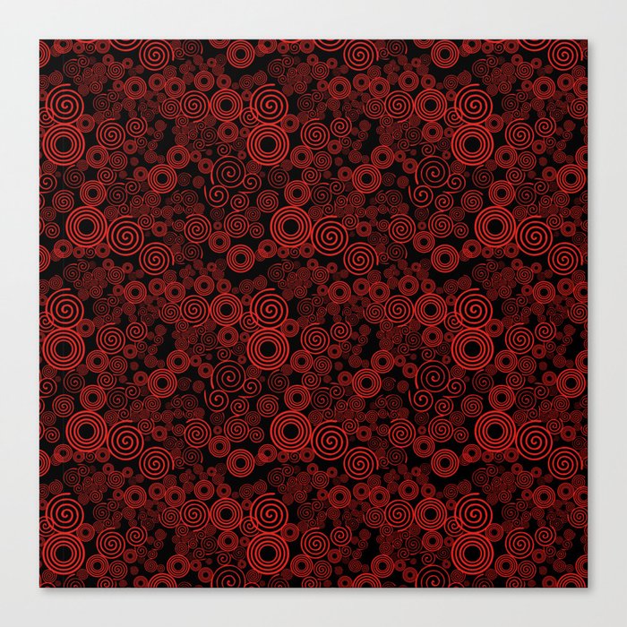 Trippy Red and Black Spiral Pattern Canvas Print