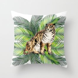 Tropical Tiger Throw Pillow