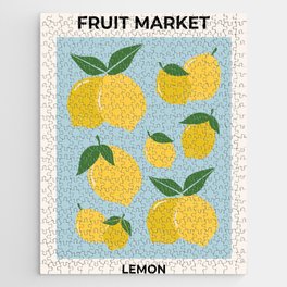 Fruit Market Print Lemons Blue And Yellow Aesthetic Lemon Print Fruit Art Abstract Food Art Modern Jigsaw Puzzle