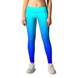 Aqua Blue Bright Ombre Leggings | Curated, Pure, Colors, Colorful, Abstract, Graphicdesign, Aquaombre, Ombre, Aqua, Gradient 