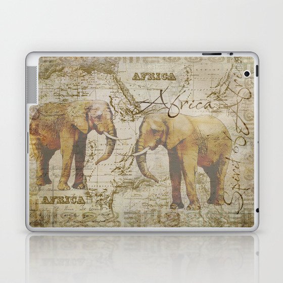 Spirit of Africa Elephant mixed media art Laptop & iPad Skin