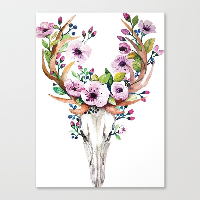 Skull with floral crown | Poster