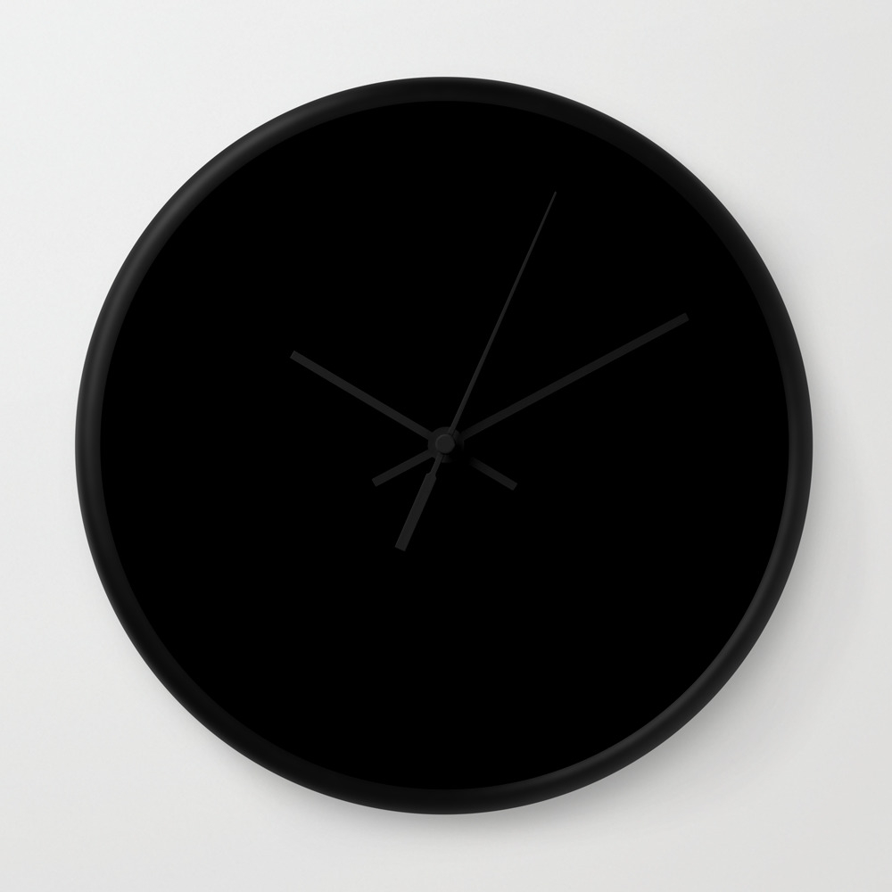 Black Minimalist Solid Color Block Wall Clock By Beautifulhomes Society6