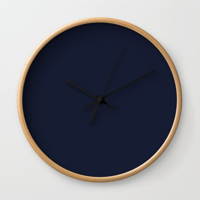 New York Midnight - Dark Blue Plain Color Wall Clock