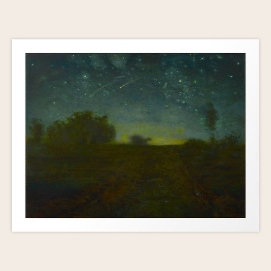 Jean-François Millet - Starry Night - Ombre Yellow Green Nightscape Art  Print by enshape | Society6