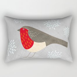 Robin and Snowflakes Rectangular Pillow