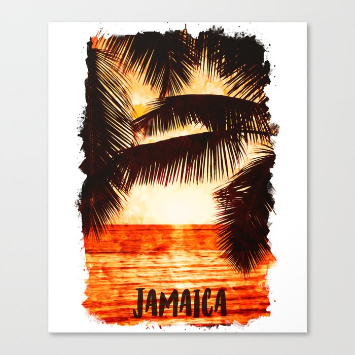 Jamaica Carribbean city watercolor Canvas Print