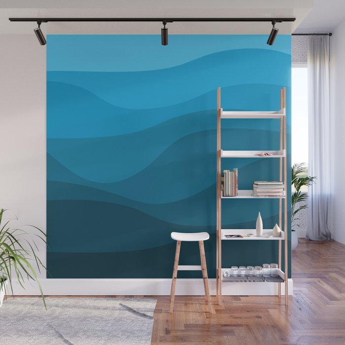 Blue wavy ocean Wall Mural