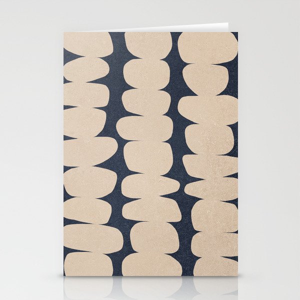 Zen Pebble Pattern 5.2 Tan on Peacock Blue Stationery Cards