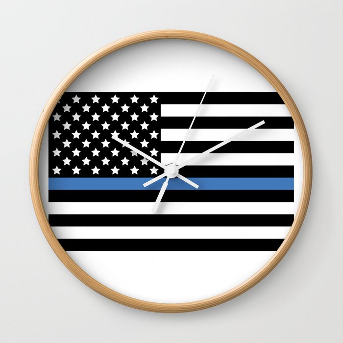 Blue Thin Flag Police Law Enforcement Flag Wall Clock By Kalingga