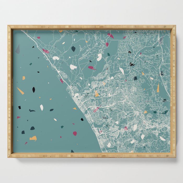 USA, Oceanside City Map Serving Tray