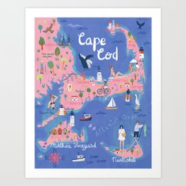 Cape Cod map Art Print