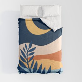 Moon and Night Bloomer Mountain Landscape Comforter
