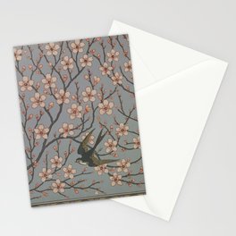 Swallows art print - Walter Crane Flying Birds Floral Pattern Stationery Card
