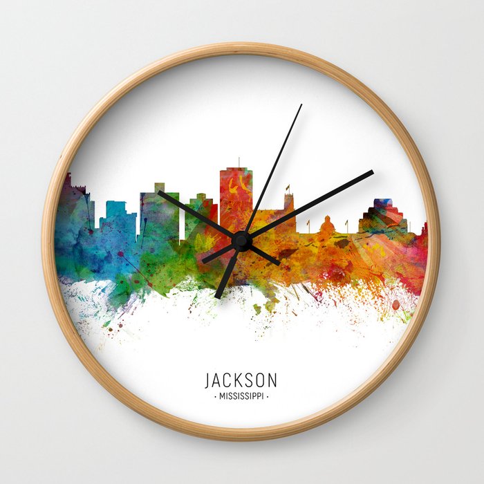 Jackson Mississippi Skyline Wall Clock