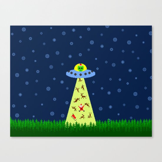 Alien abduction of Santa Claus (sweater) Canvas Print
