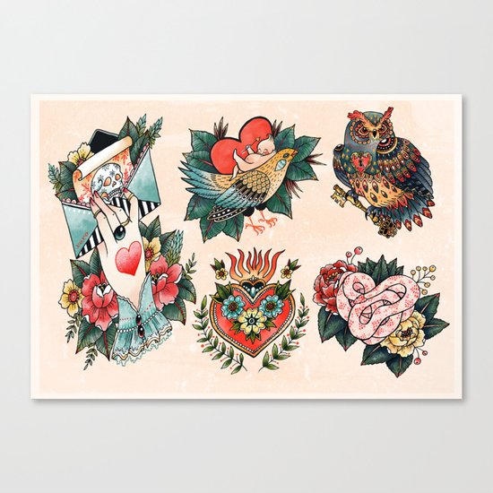 Tattoos of Love Canvas Print