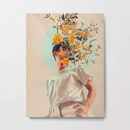 Because You were around Metal Print | Collage, Beige, Surreal, Floral, Popart, Fashion, Bloom, Curated, Autumn, Portrait 