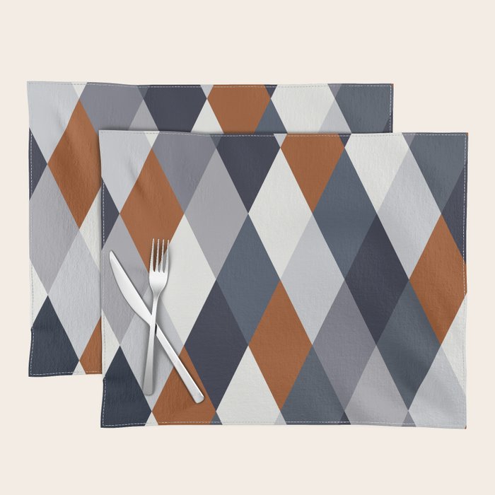 Navy Rust Geometry VII Placemat by Design by B Society6