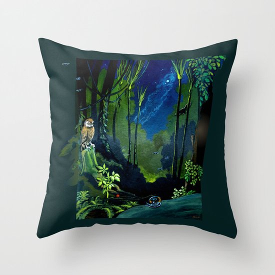 Silent Night in the New Zealand Forest Throw Pillow