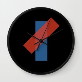 Red on Blue Semi-Transparent Abstract Art Piece Wall Clock