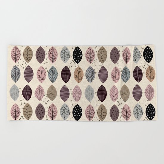Nature Inspired Leaves Beach Towel