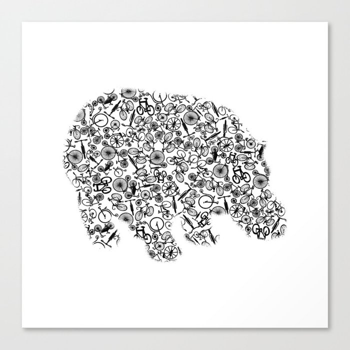 Hippopotamus Made From Bicycles Bicycle Canvas Print